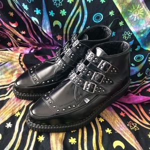 T.U.K. Black Leather Creeper Boots